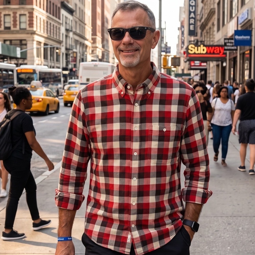 Jack Spade Bleecker Street Mens Red Plaid Button Down Shirt S P2RU0489
